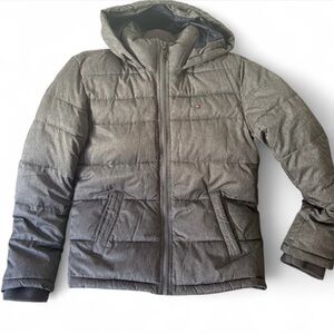 Gray Tommy Hilfiger Hooded Puffer Jacket Size S Mens